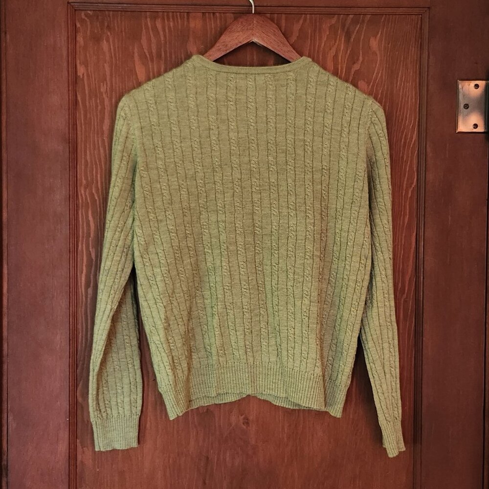 Vintage Petite Sophisticate Merino Wool Green Cardigan - Picture 4 of 7